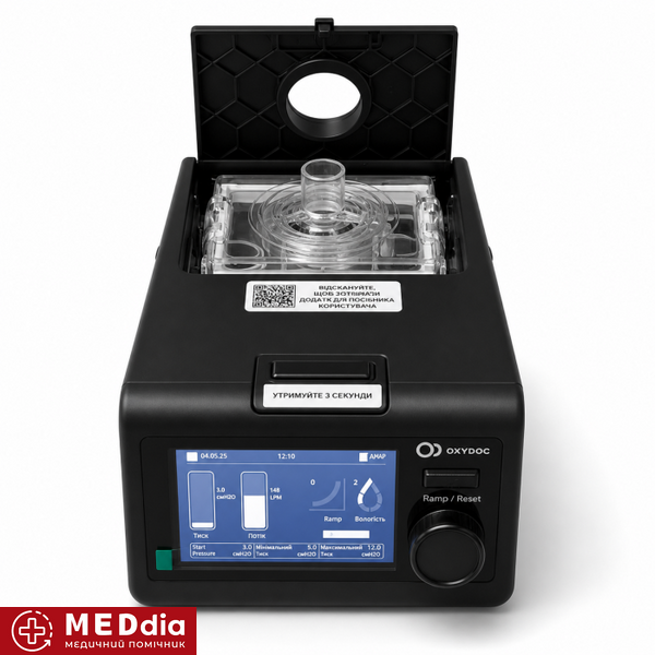 Апарат неінвазивної вентиляції OXYDOC CPAP/BіPAP/ST Black Edition з маскою розмір M і зволожувачем 34243344872 фото